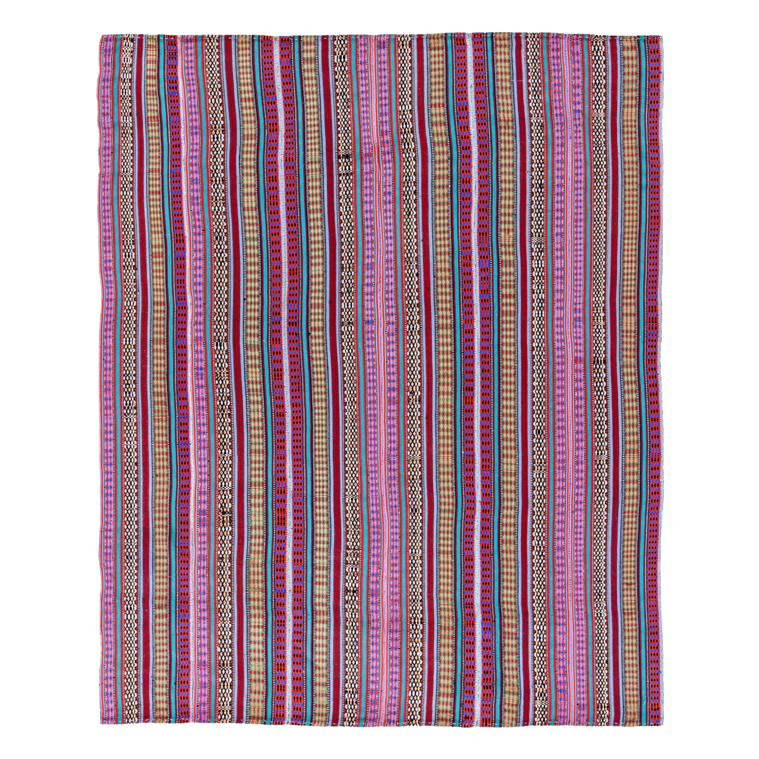Persische Jajim Bereich Teppiche CIRCA 1940 - Wolle Elfenbein Purpel Rot Gelb Design - 91122