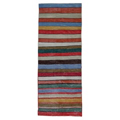 Persian Kilim Small Rug Circa 1910 - Wool Blue Green Orange Red Yellow - 91113
