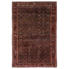 Tapis persan Bijar Small - Laine Brown Ivory Red Design - 91143