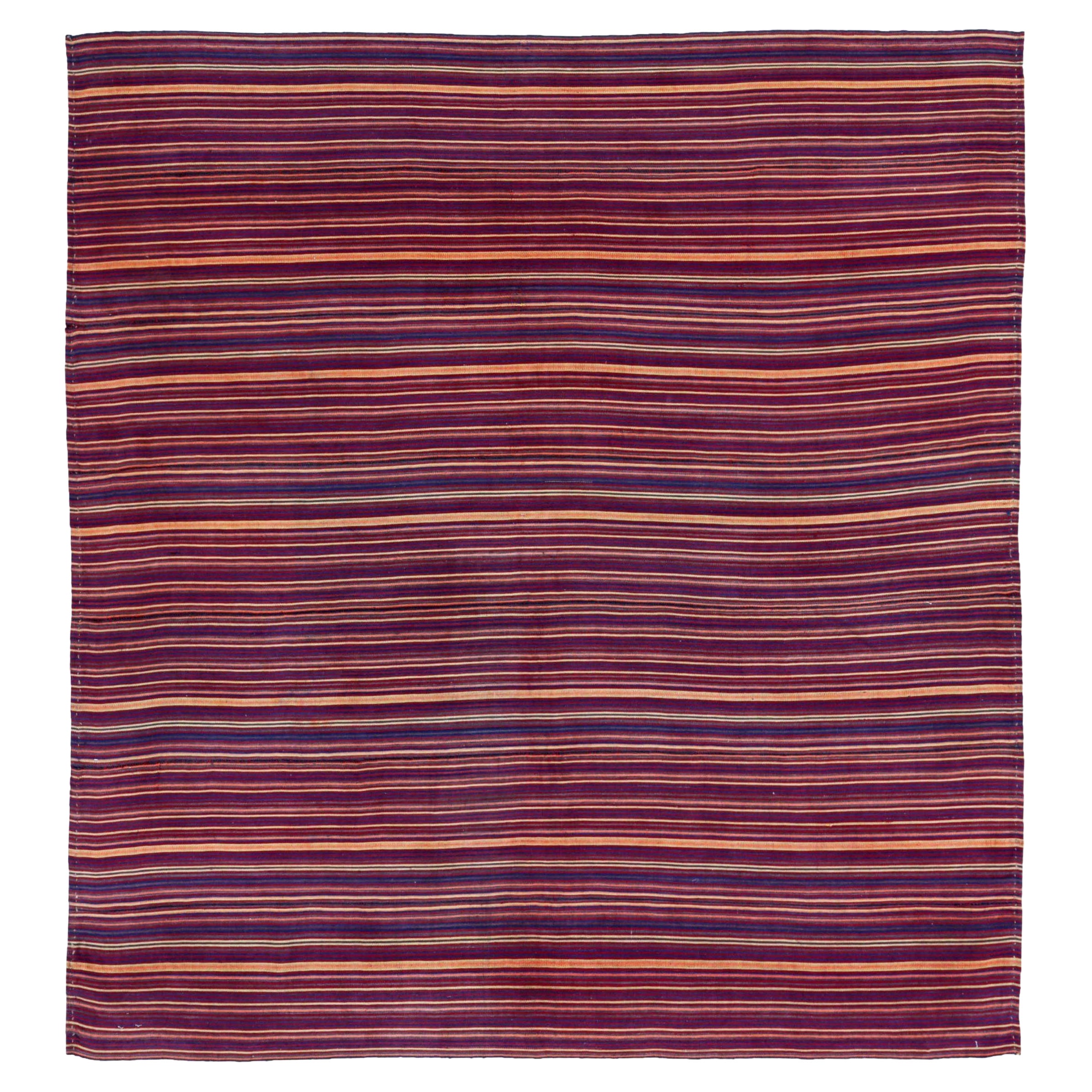 Persische Jajim-Teppiche Circa 1910 - Wolle Blau Elfenbein Rot Design - 91132