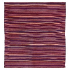 Persian Jajim Area Rugs Circa 1910 - Wool Blue Ivory Red Design - 91132