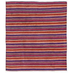 Persische Jajim-Teppiche Circa 1910 - Wolle Blau Elfenbein Rosa Rot Design - 91133