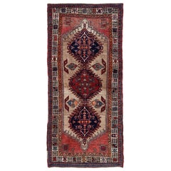 Petit tapis persan Sarab - Laine ivoire orange rouge motif - 91147