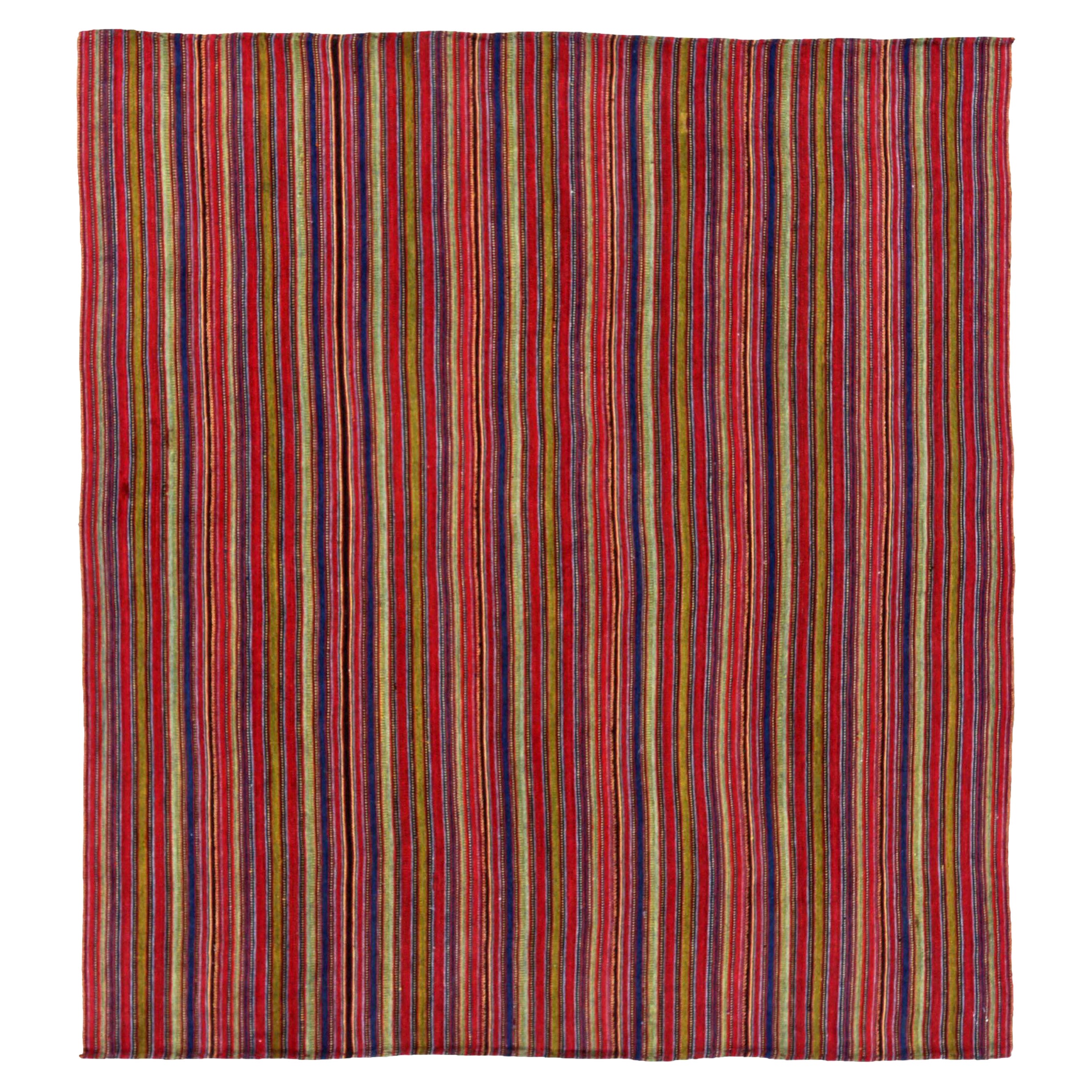 Persischer Jajim Kleiner Teppich Circa 1910 - Wolle Blau Grün Rot Design - 91137