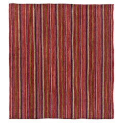 Petit tapis persan Jajim datant d'environ 1910 - Laine bleu vert rouge motif rouge - 91137