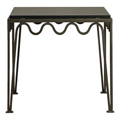 'Méandre' Verdigris and Black Limestone Square Side Table by Design Frères