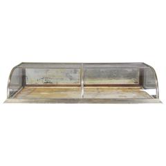 Antique Curved Glass Counter Top Nickel Showcase Display