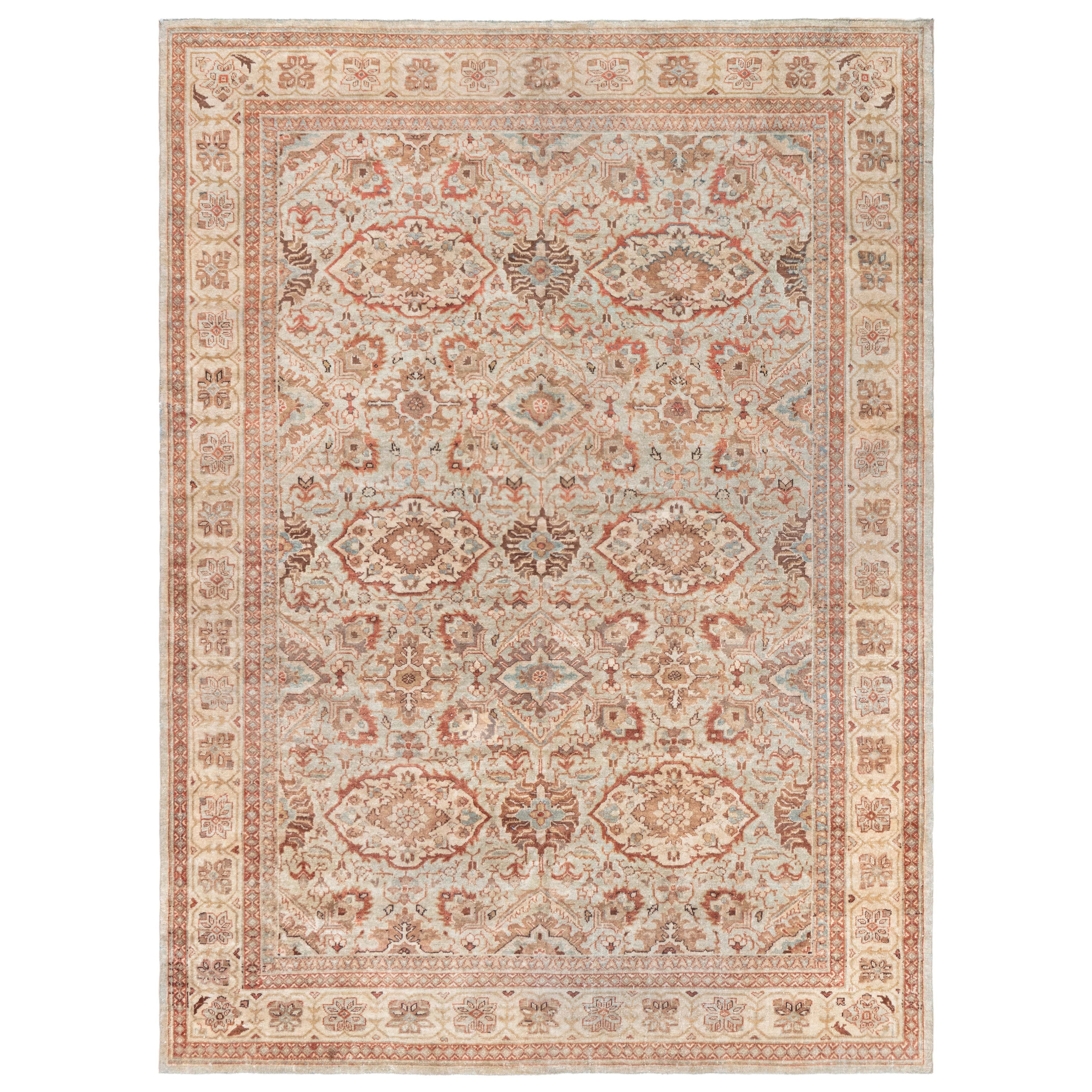 Tapis persan Sultanabad Botanic fait à la main Doris Leslie Blau, milieu du siècle dernier