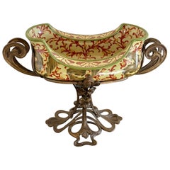 Antique Edwardian Quality Porcelain and Brass Centrepiece