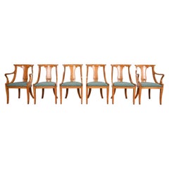 Baker Furniture Regency Klismos Cherry Wood Dining Chairs, Set of Six