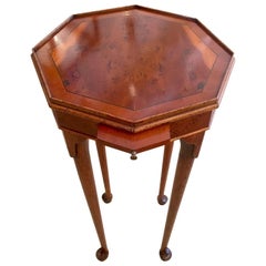 Beautiful Octagonal Burl Wood Side or Drinks Table