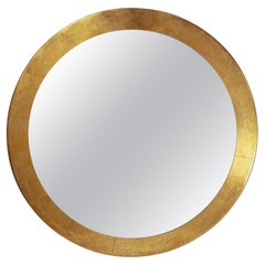 Vintage Midcentury round brass wall mirror by Gony Nava, style of Rodolfo Dubarry, 130cm