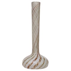 Fratelli Toso Murano White Aventurine Italian Art Glass Soliflore Flower Vase