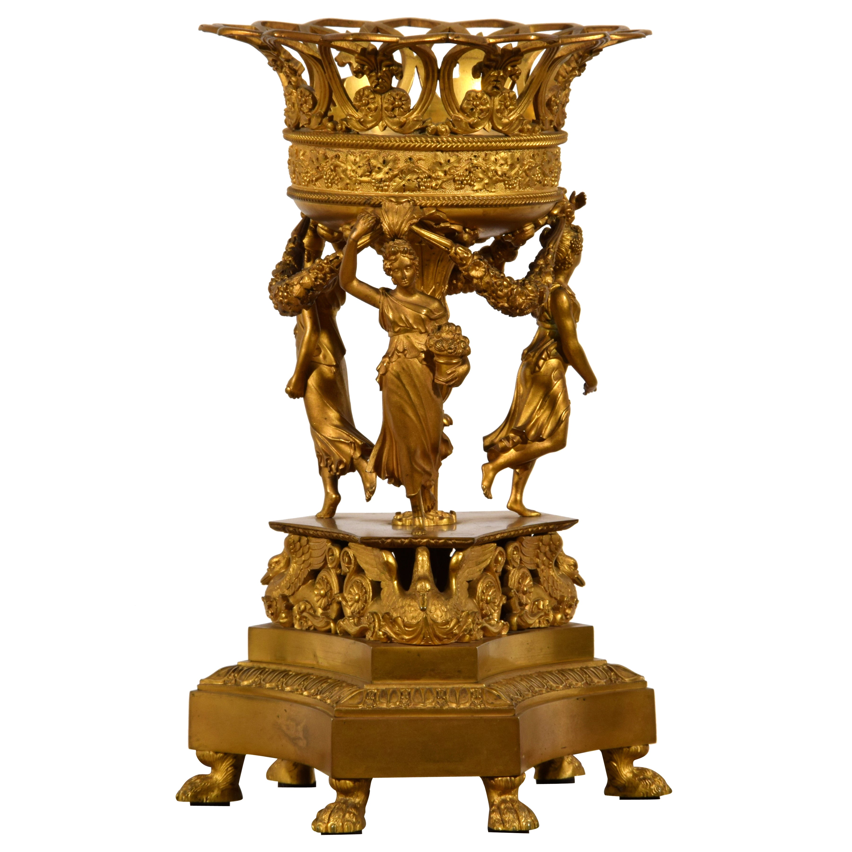 19th Century, French Empire Gilt Bronze Centrepiece