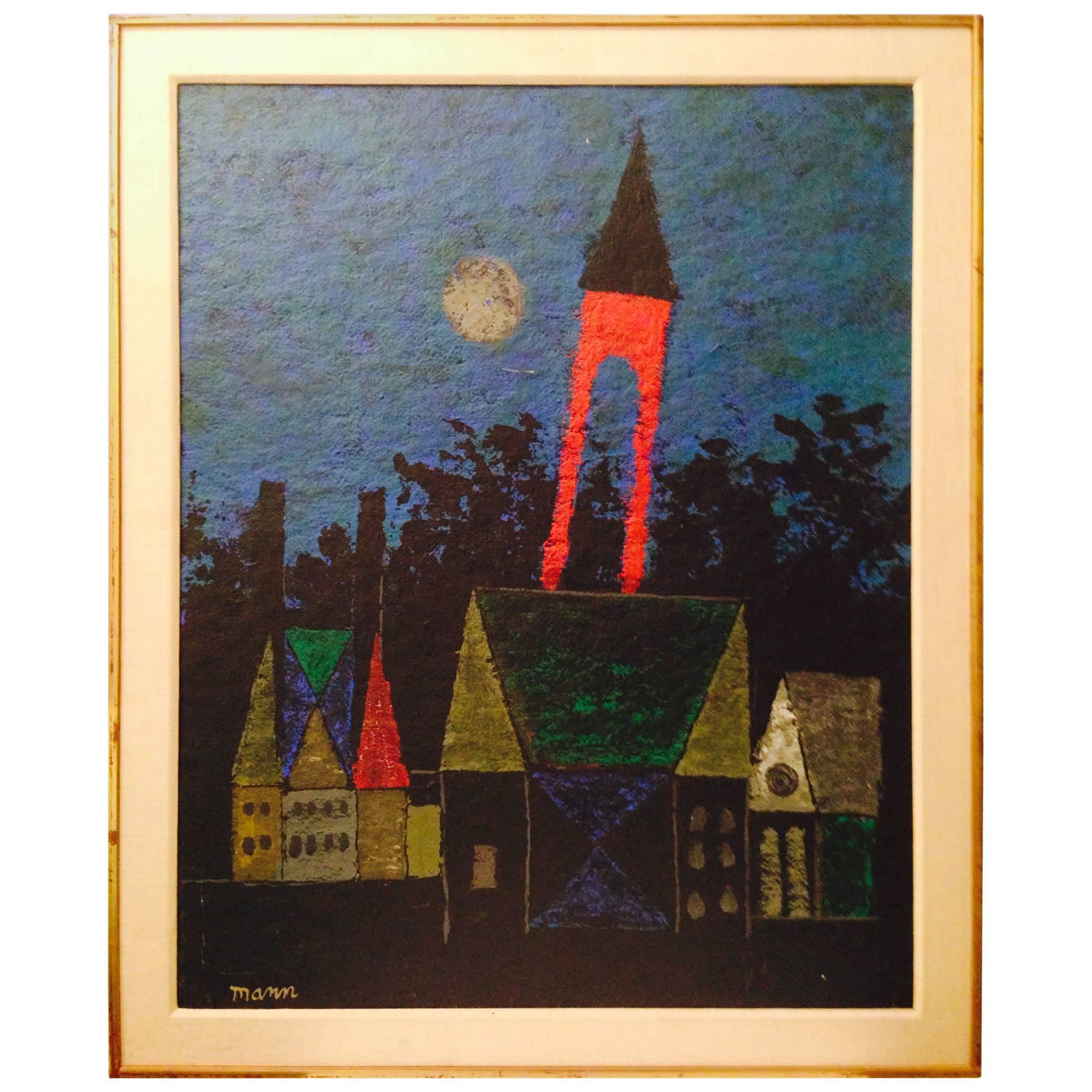Karl Mann Original Oil Painting, "Vertical Belfry." 1968
