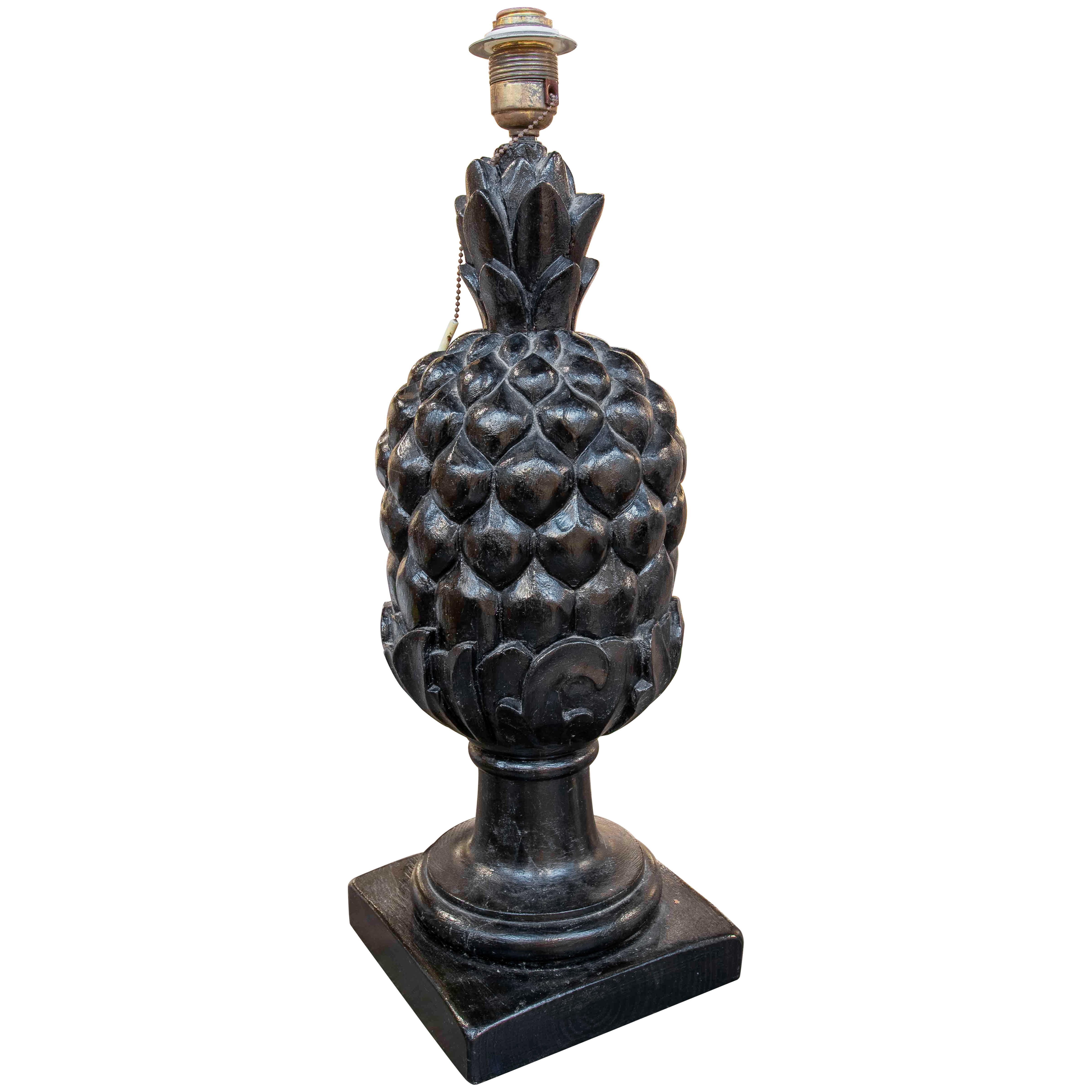 Lampe décorative des années 1970 avec base en forme d'ananas noir