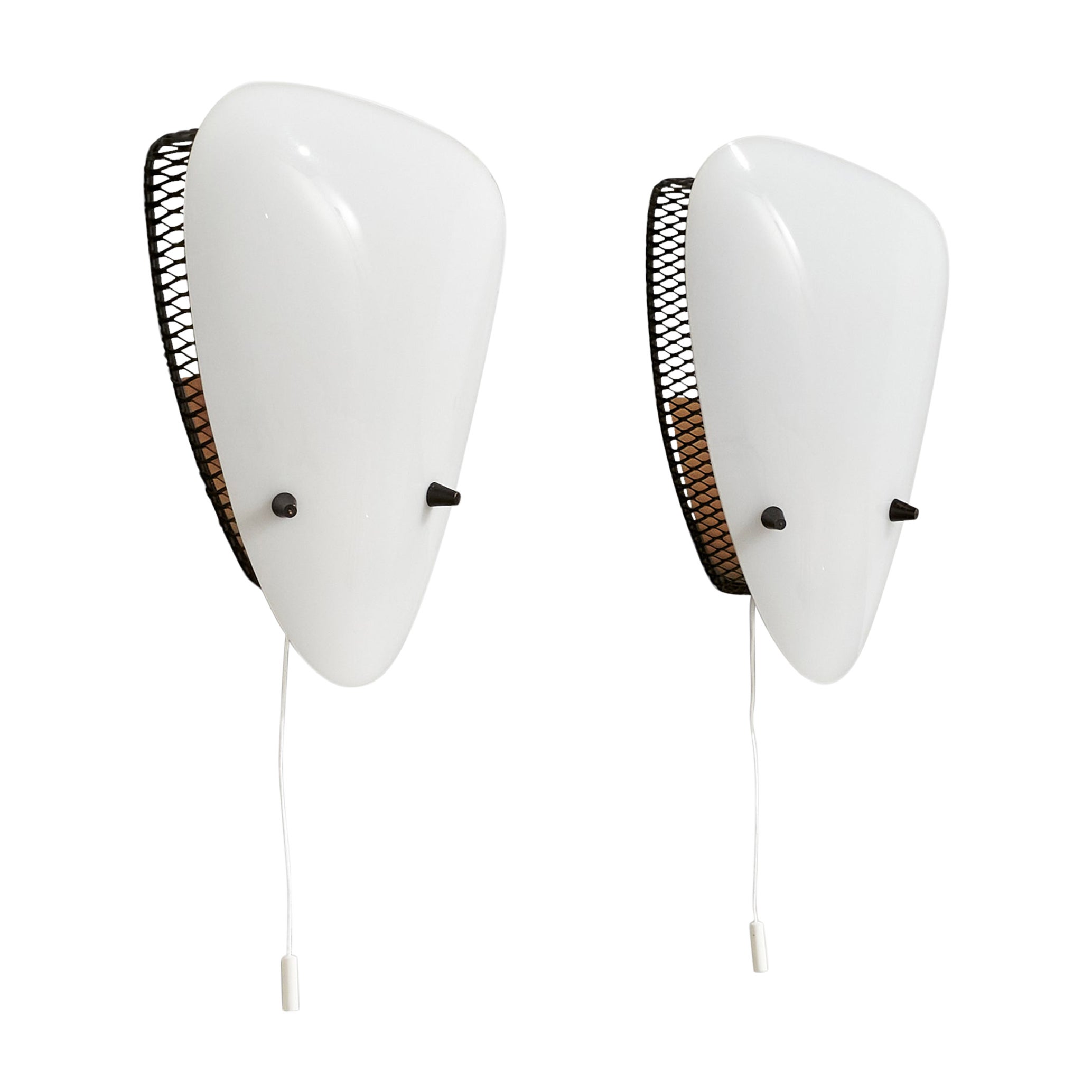 Italian Designer, Wall Lights, Metal, Acrylic, Italy, 1960s