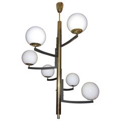 A gilded brass and opaline ceiling Lamp, Italy 60
A gilded brass and opaline ceiling Lamp, Italy 60