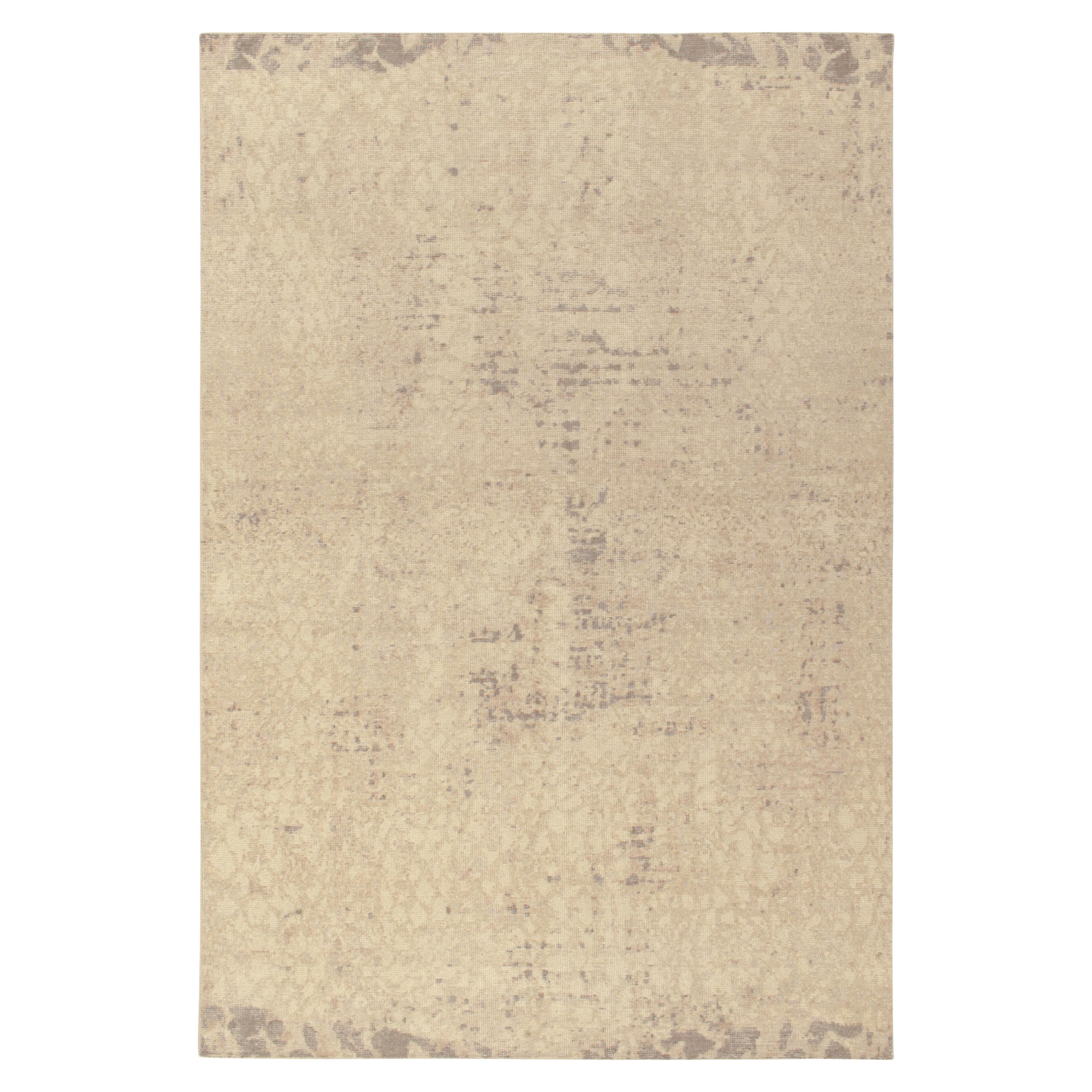 Rug & Kilim's Modern Rug im Distressed-Stil in Beige, Grau Abstraktes Muster