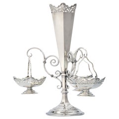 3-branch Antique silver épergne centrepiece