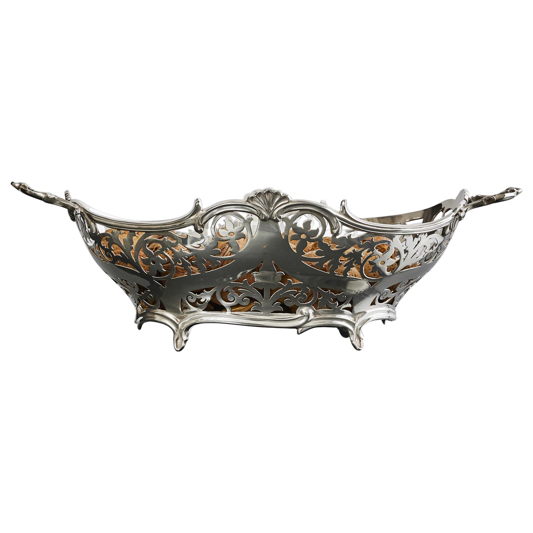Two-handled Edwardian pierced silver bowl