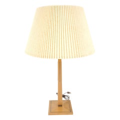 c1970s Solid Walnut Brass Inlay Obelisk Style Shape Square Base Table Lamp MINT!