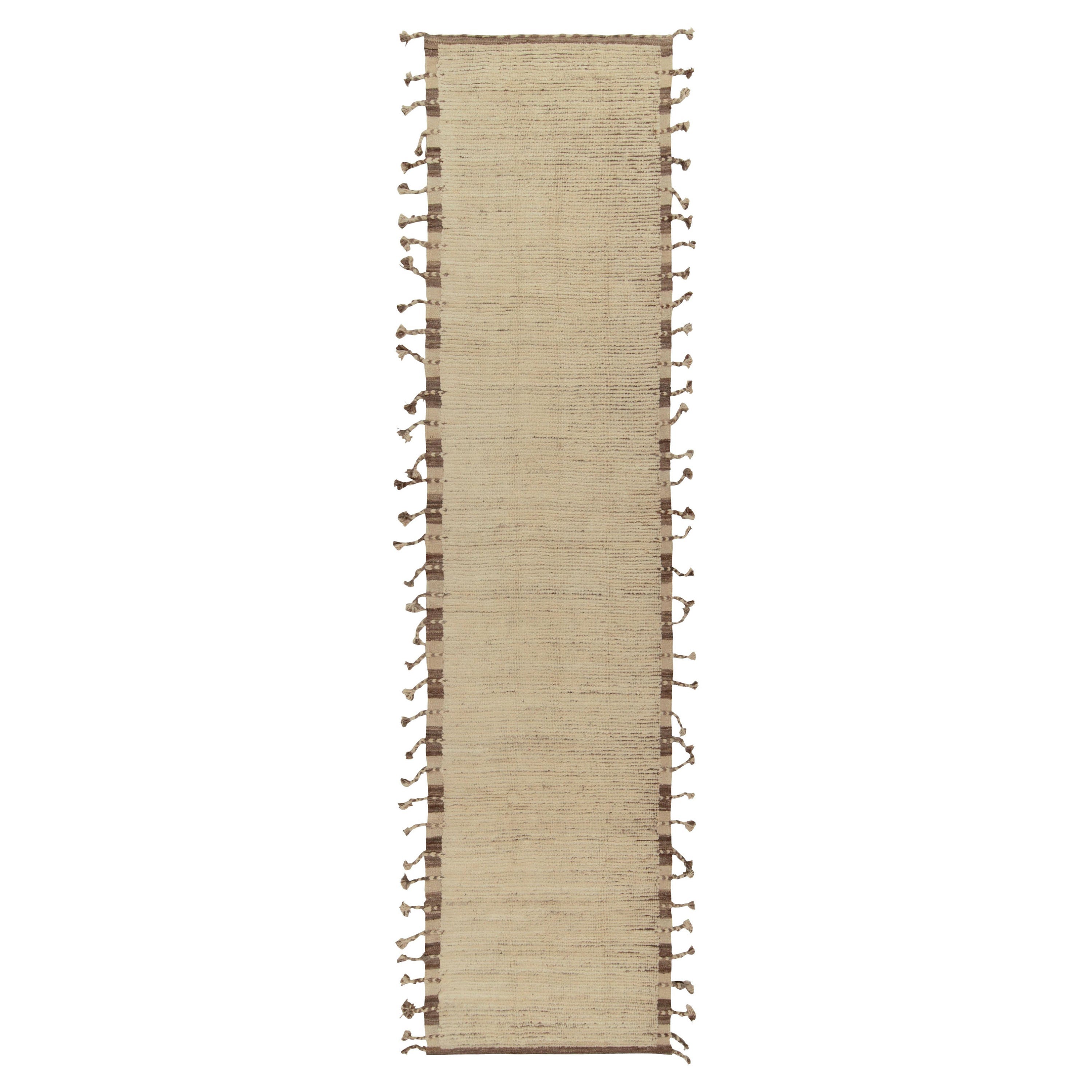 Runner in stile marocchino di Rug & Kilim in beige e marrone con motivo a tinta unita