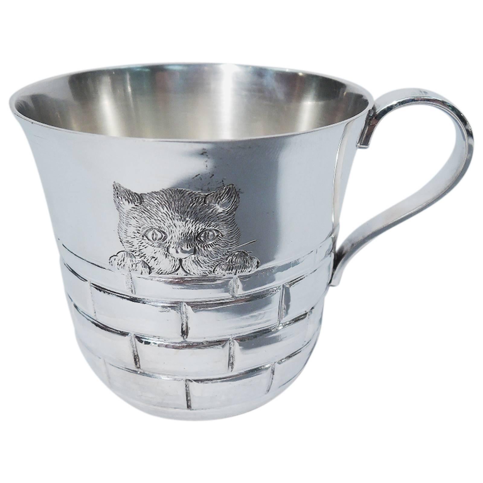 Tiffany Peak-a-Boo Kitty Cat Sterling Silver Baby Cup
