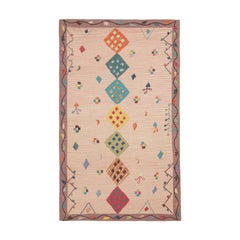 Rug & Kilim’s Suzani Style Kilim in Pink with Polychromatic Diamond Medallions