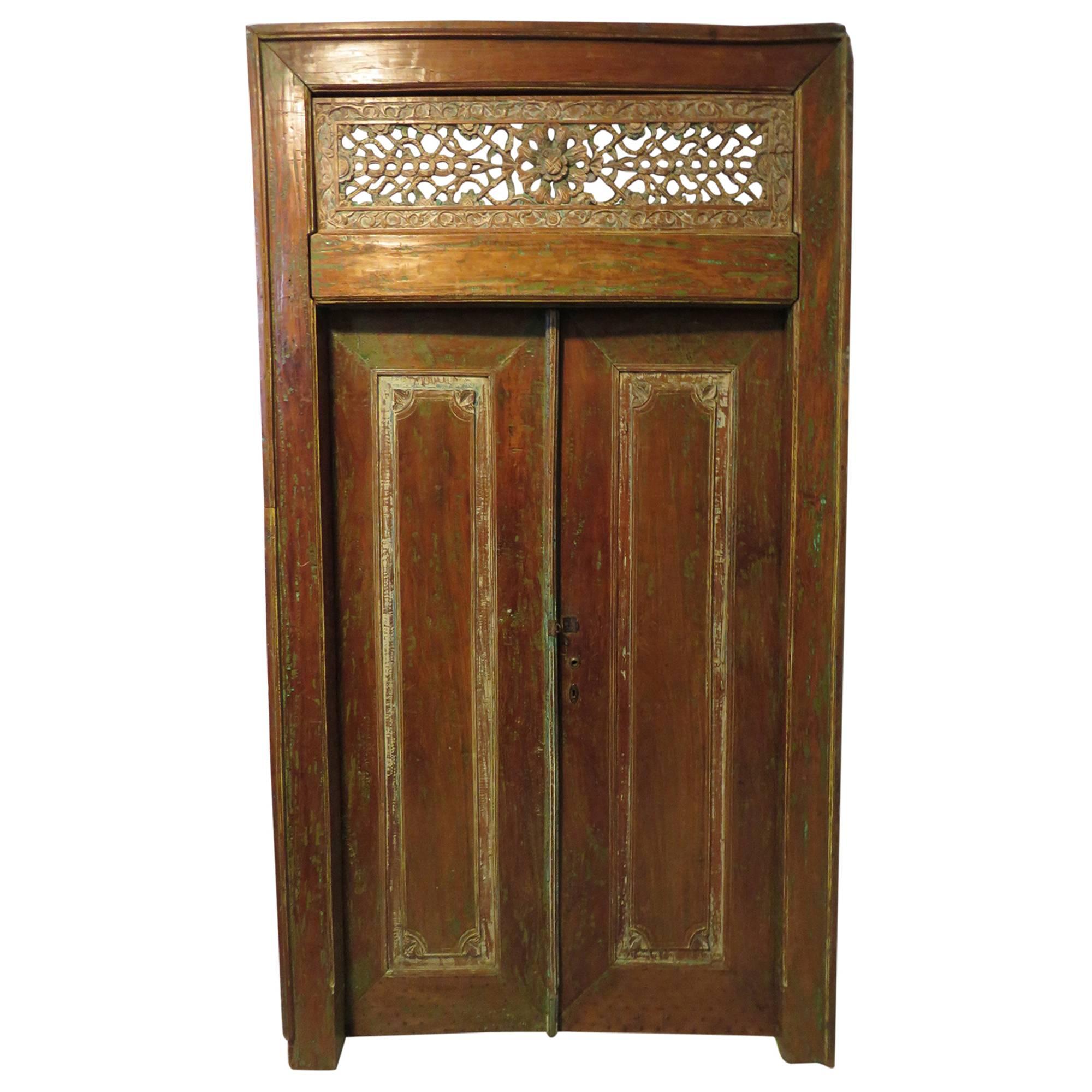 Antique Carved Double Doors or Paneling Beautifully Patinated Wood 19th Century For Sale
