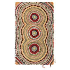 Antique Hooked Rug With Polychromatic Geometric Patterns  Rug & Kilim