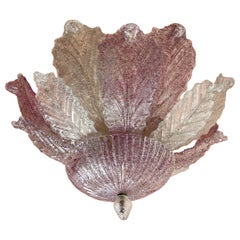 Pink Murano Glass Flush Mount by Barovier & Toso MidCentury Modern Italy 1980s