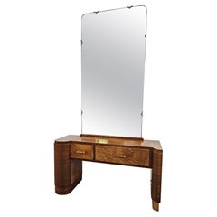 Art Deco tuja burl dressing table cabinet with large mirror and drawers 1940