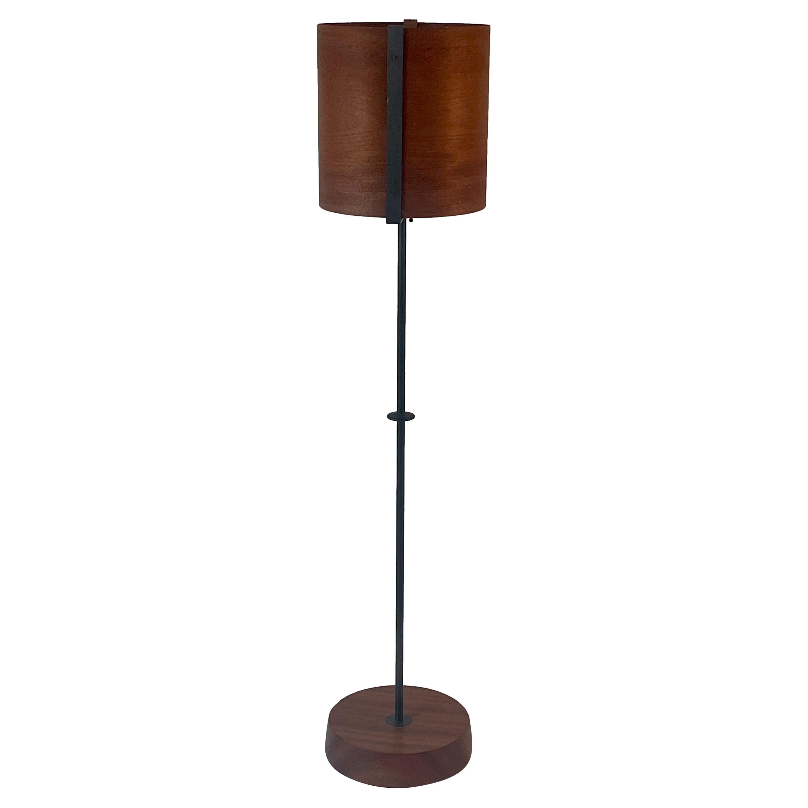 Mahogany Wood Veneer Floor Lamp #8 with Blackened Bronze Frame