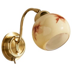 EWÅ Värnamo, Wall Light, Brass, Glass, Sweden, 1970s