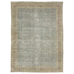 Antiker persischer Täbris-Wollteppich in Blau mit Allover-Muster in Zimmergröße