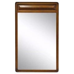 Vintage Mid Century Modern Sculpted Walnut Bedroom Dresser Wall Mirror
