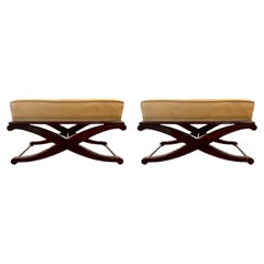 Pair of Sam Moore Leather Ottomans