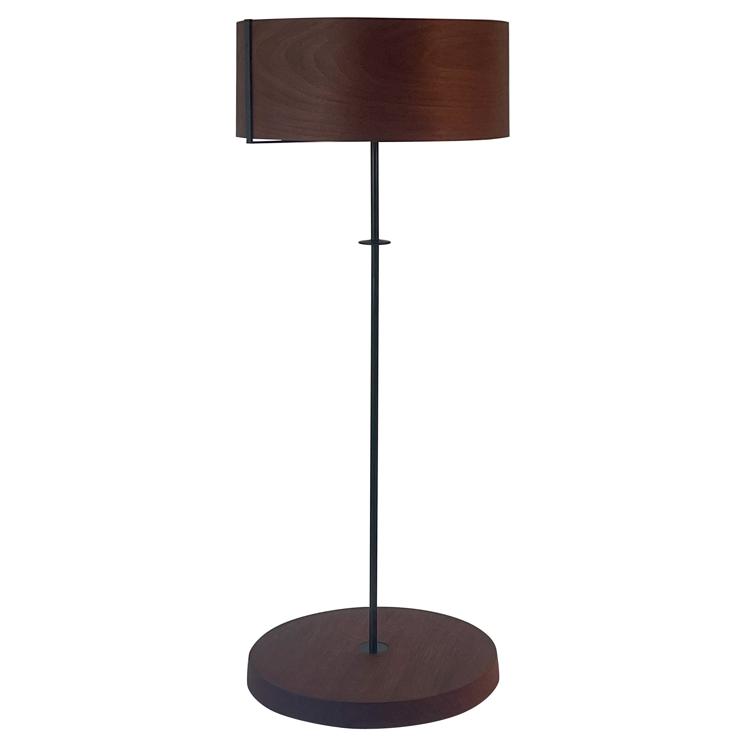 Mahogany Wood Veneer Floor Lamp #10 with Blackened Bronze Frame