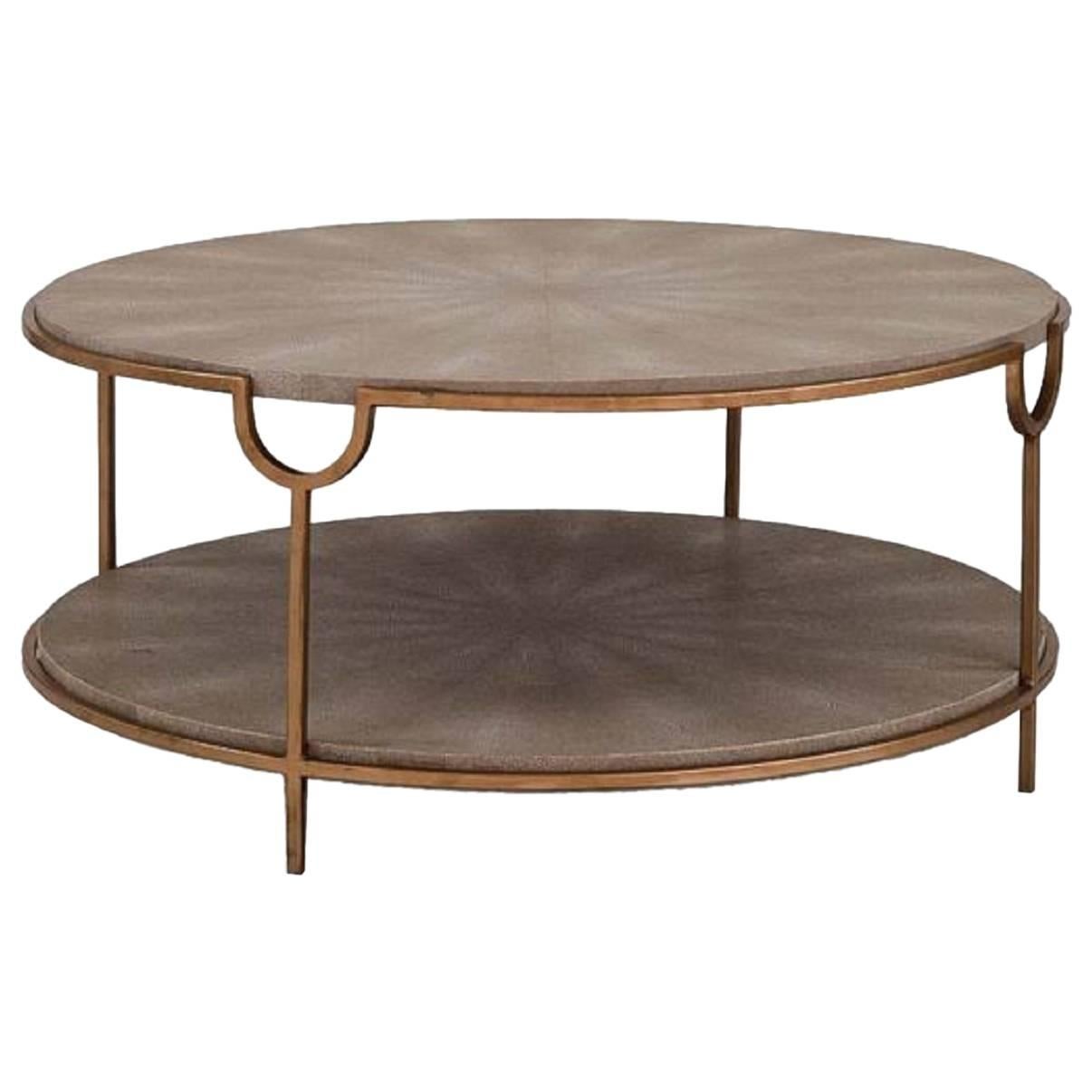 Ivory / Grey Shagreen Cocktail Table For Sale