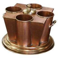 Early 20th Century French Copper & Brass Four-Bottle Wine Cooler Rafraichissoir