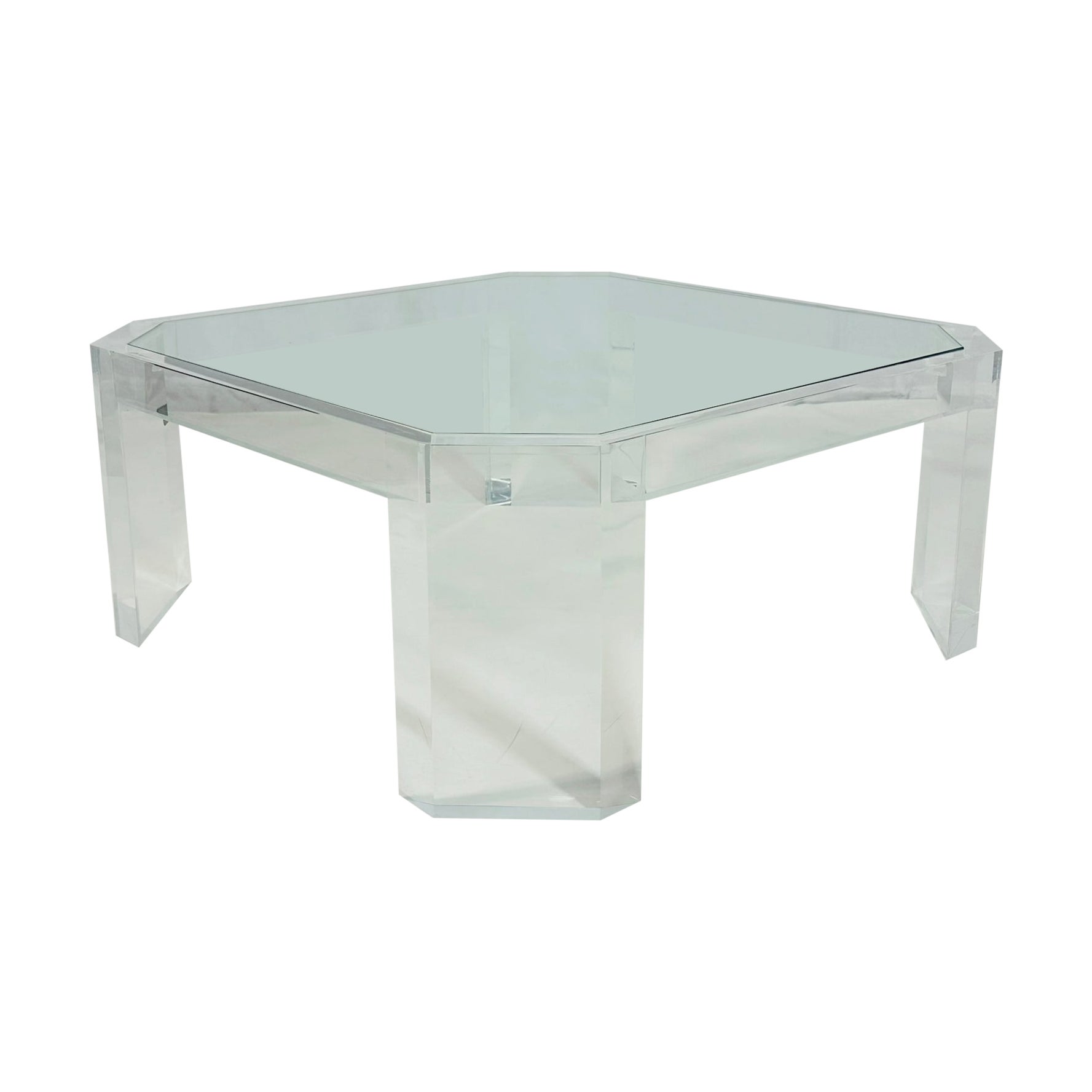 Table basse en lucite et verre de Charles Hollis Jones, États-Unis, années 1970