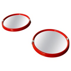 Space age red plastic and chrome mirrors, 1970s Italy