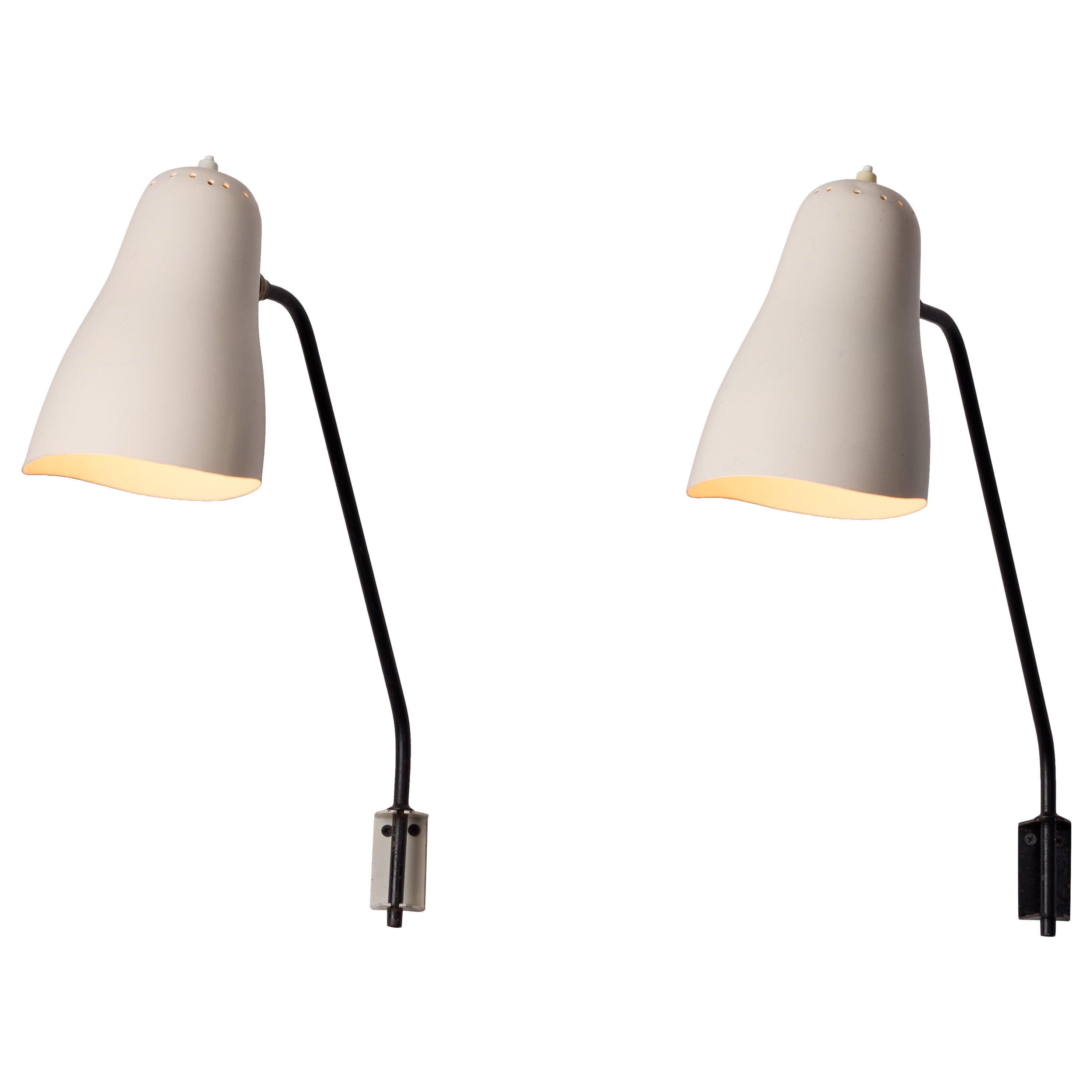 Coppia di rare lampade da parete di Jacques Biny per Luminalite