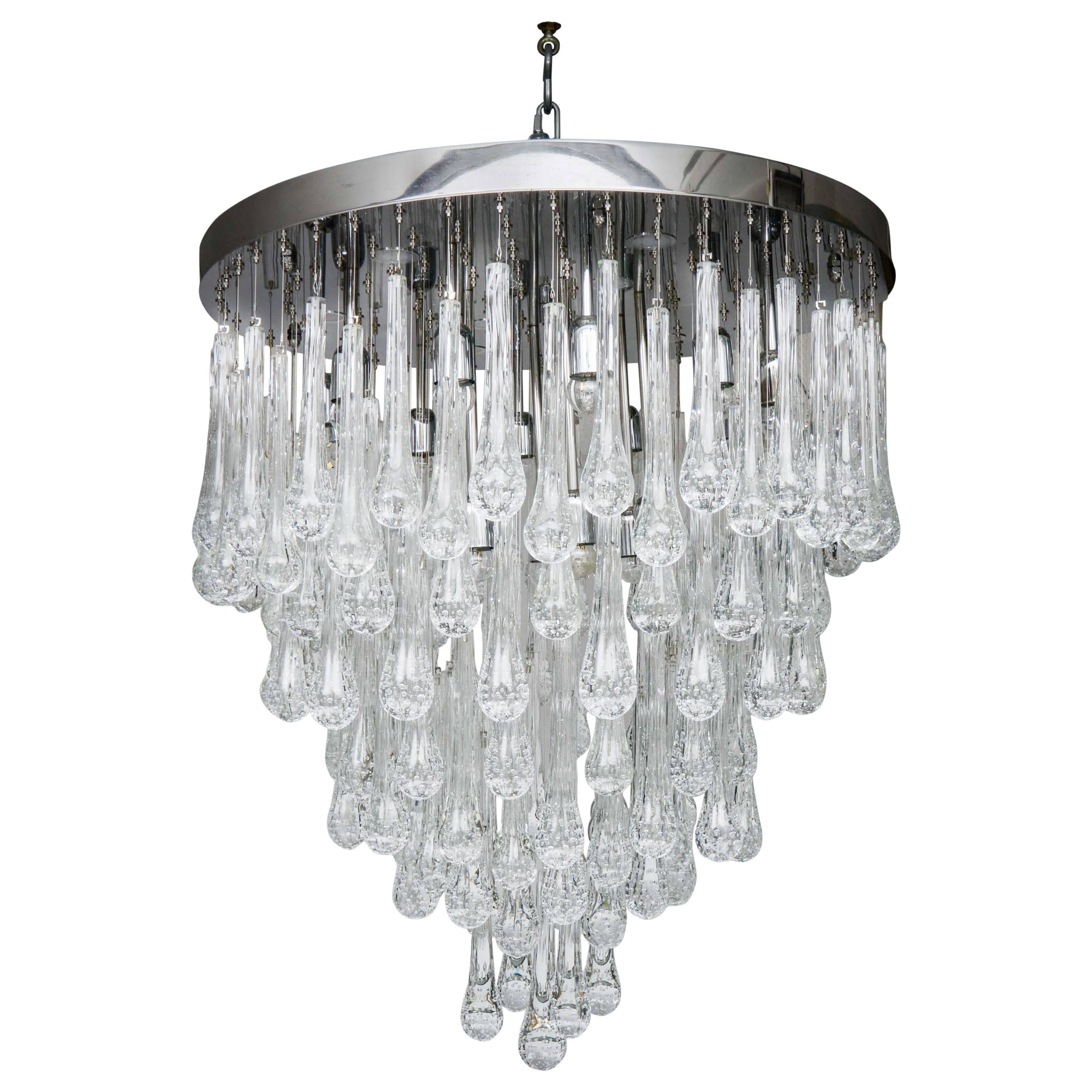 Murano Glass Chandelier with Led Bulbs and Device for Adjusting Glass Color For Sale