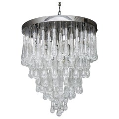 Murano Glass Chandelier with Led Bulbs and Device for Adjusting Glass Color