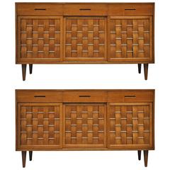 Pair of Dunbar Woven-Front Credenzas by Edward Wormley 12