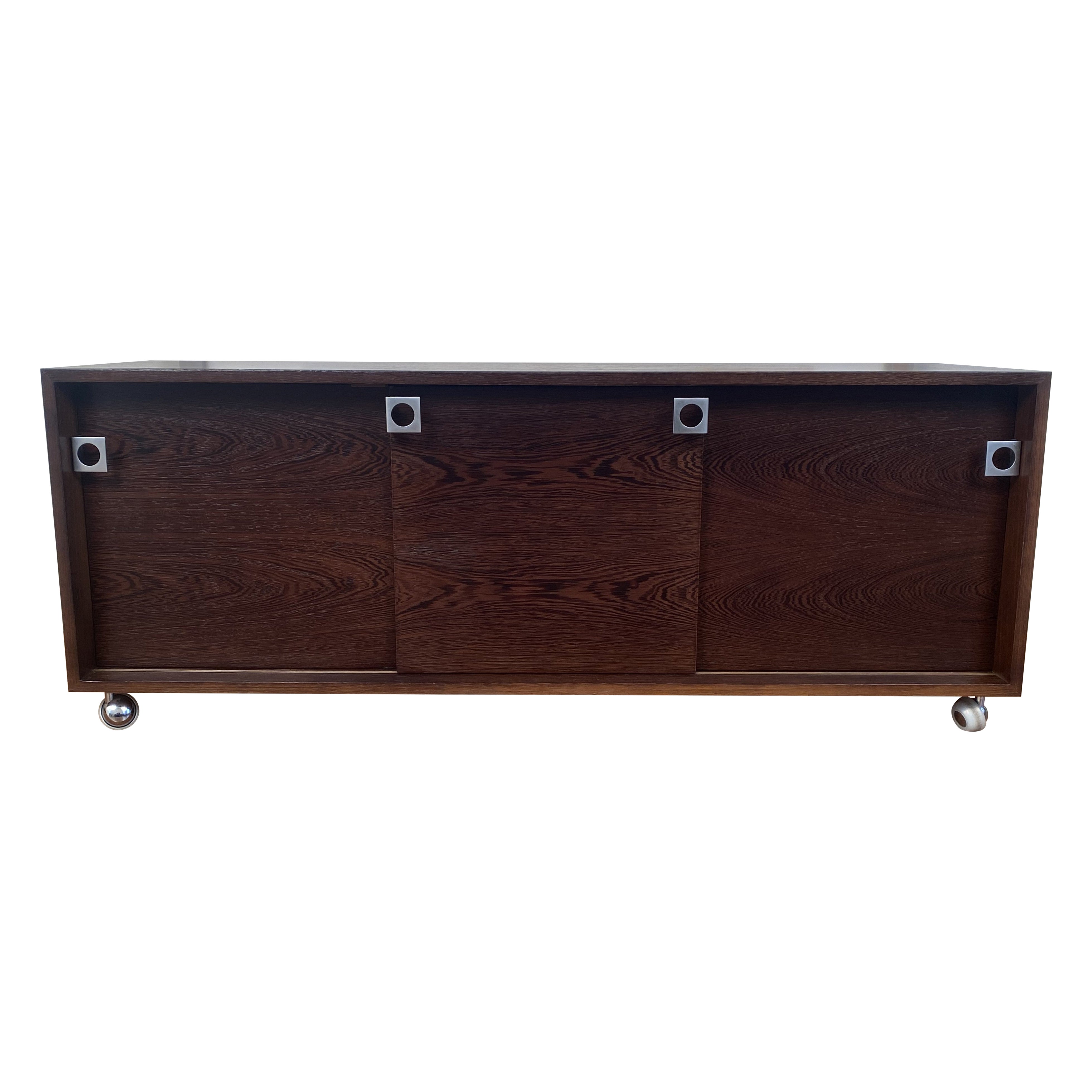 Bodil Kjaer Schreibtischschrank/Sideboard mit Schiebetüren auf Rollen, Dänemark 1960er Jahre