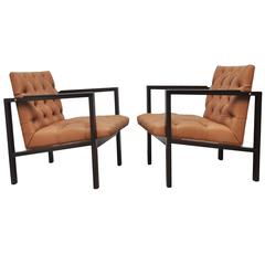 Dunbar Tufted Leather Lounge Chairs by Edward Wormley 9