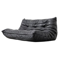 Togo  Divano 3 posti - Michel Ducaroy Ligne Roset nero Pelle made in France